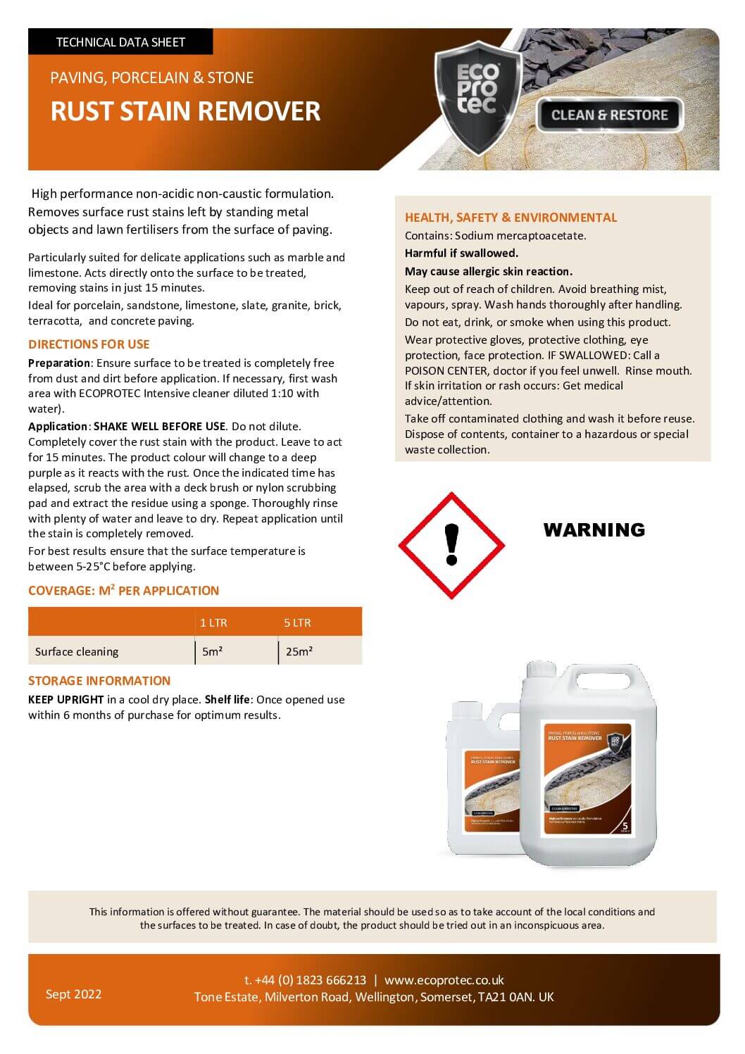 ECOPROTEC RUST STAIN REMOVER 1L DESC