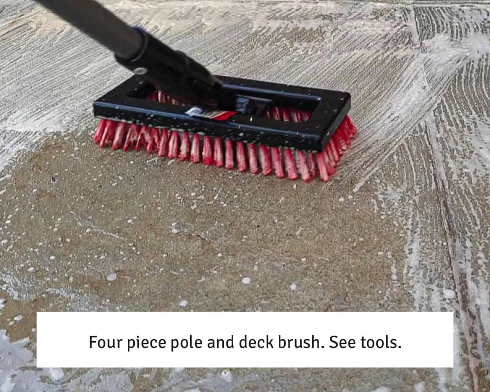 Four piece pole and deck brush