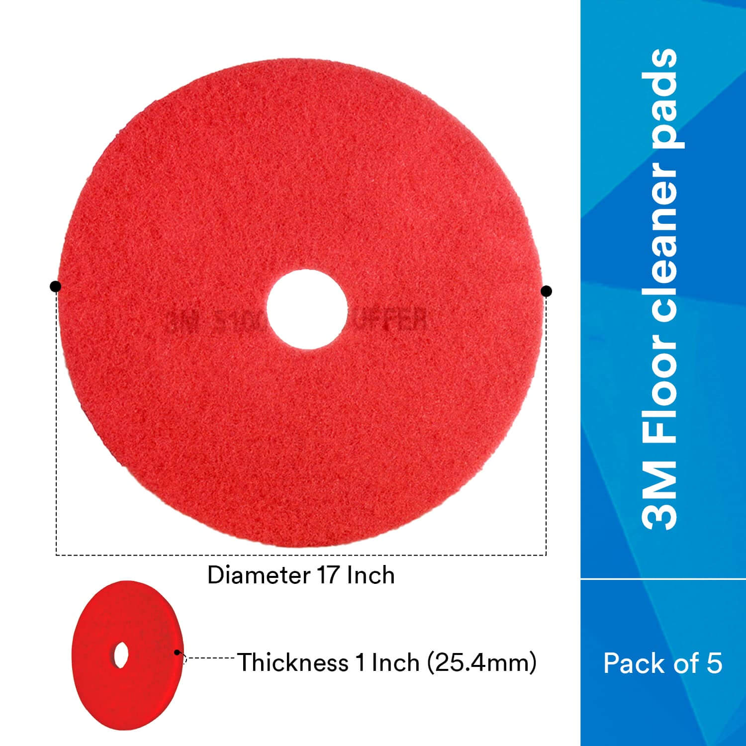 3M Black Buffer Pad 5100 17in 5 per Case 2