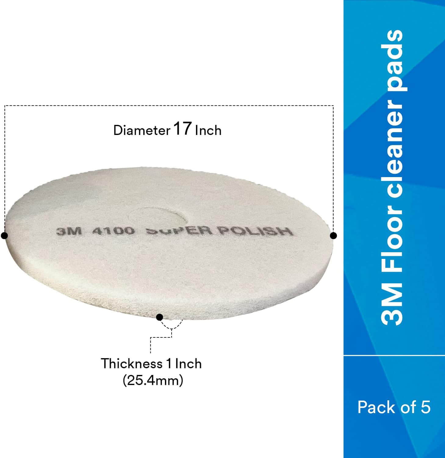 3M White Supper Polish Pad 4100 17in 5 per Case 2