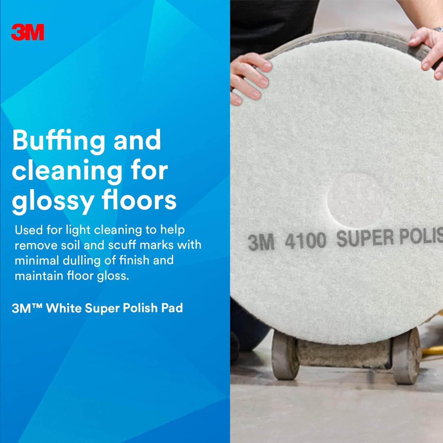 3M White Supper Polish Pad 4100 17in 5 per Case 3