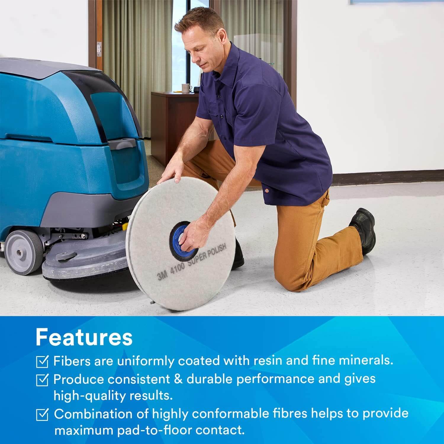 3M White Supper Polish Pad 4100 17in 5 per Case 4