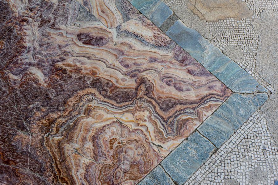 intricate marble and mosaic flooring in ercolano